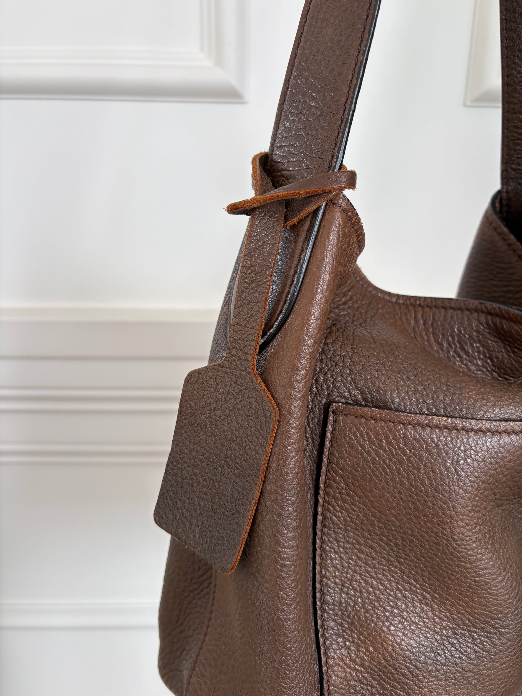 Prada Chocolate Brown Leather Hobo Bag