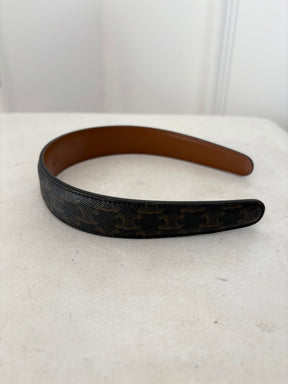 Celine Black Triomphe Logo Headband