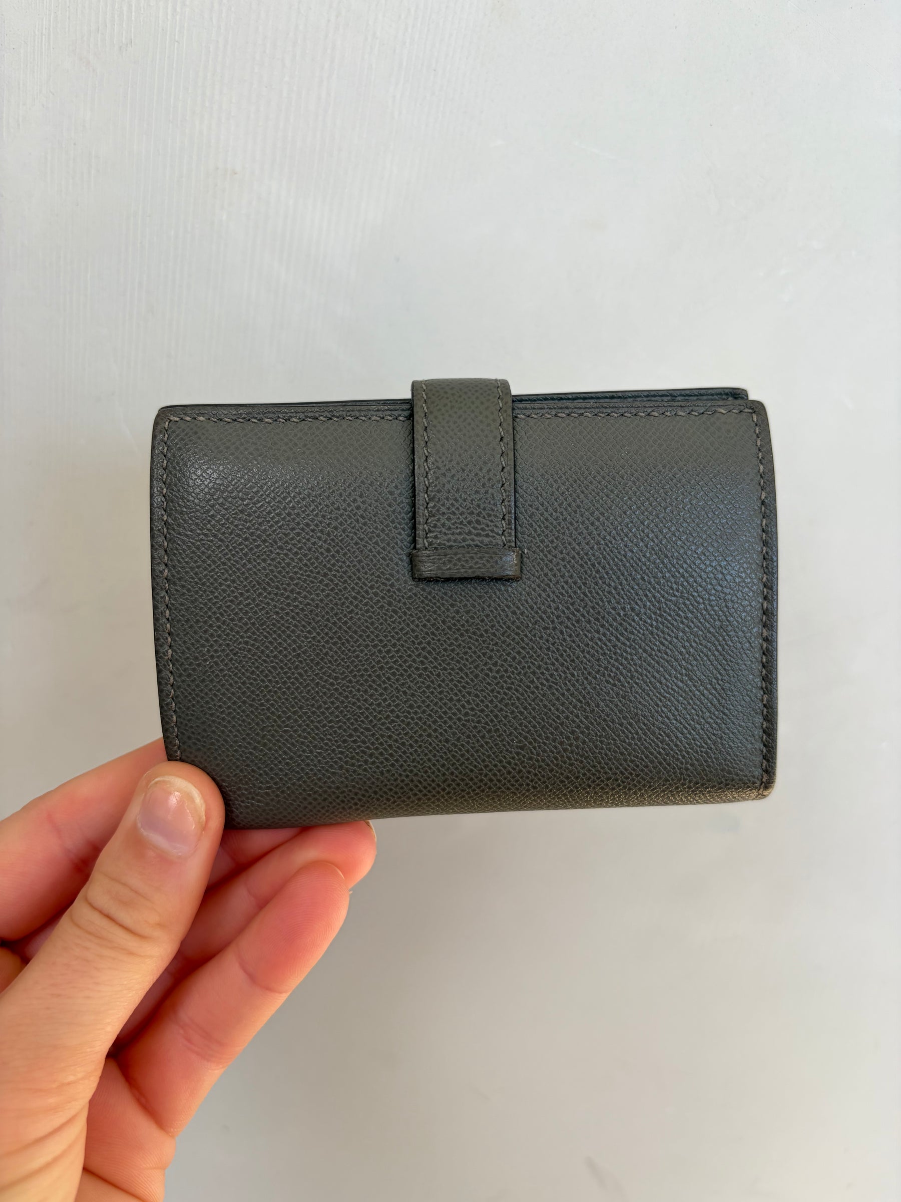 Hermès Grey Epsom Leather Bearn Card Wallet