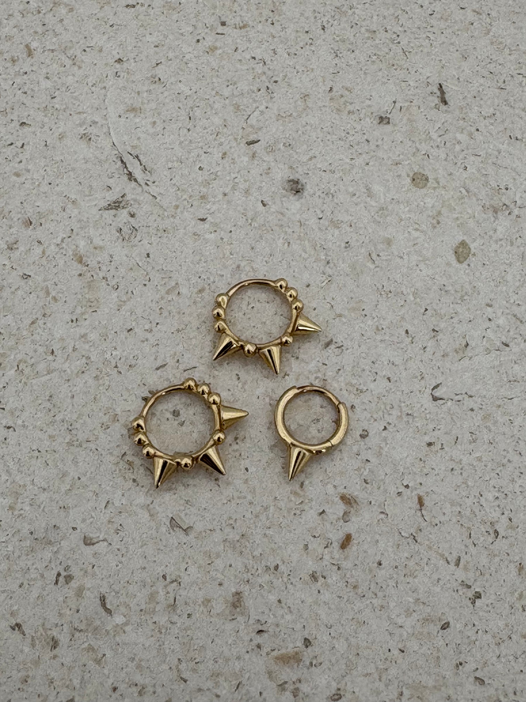 Maria Tash Spike Mini Hoop Earrings Gold 14k Gold Set Of 3