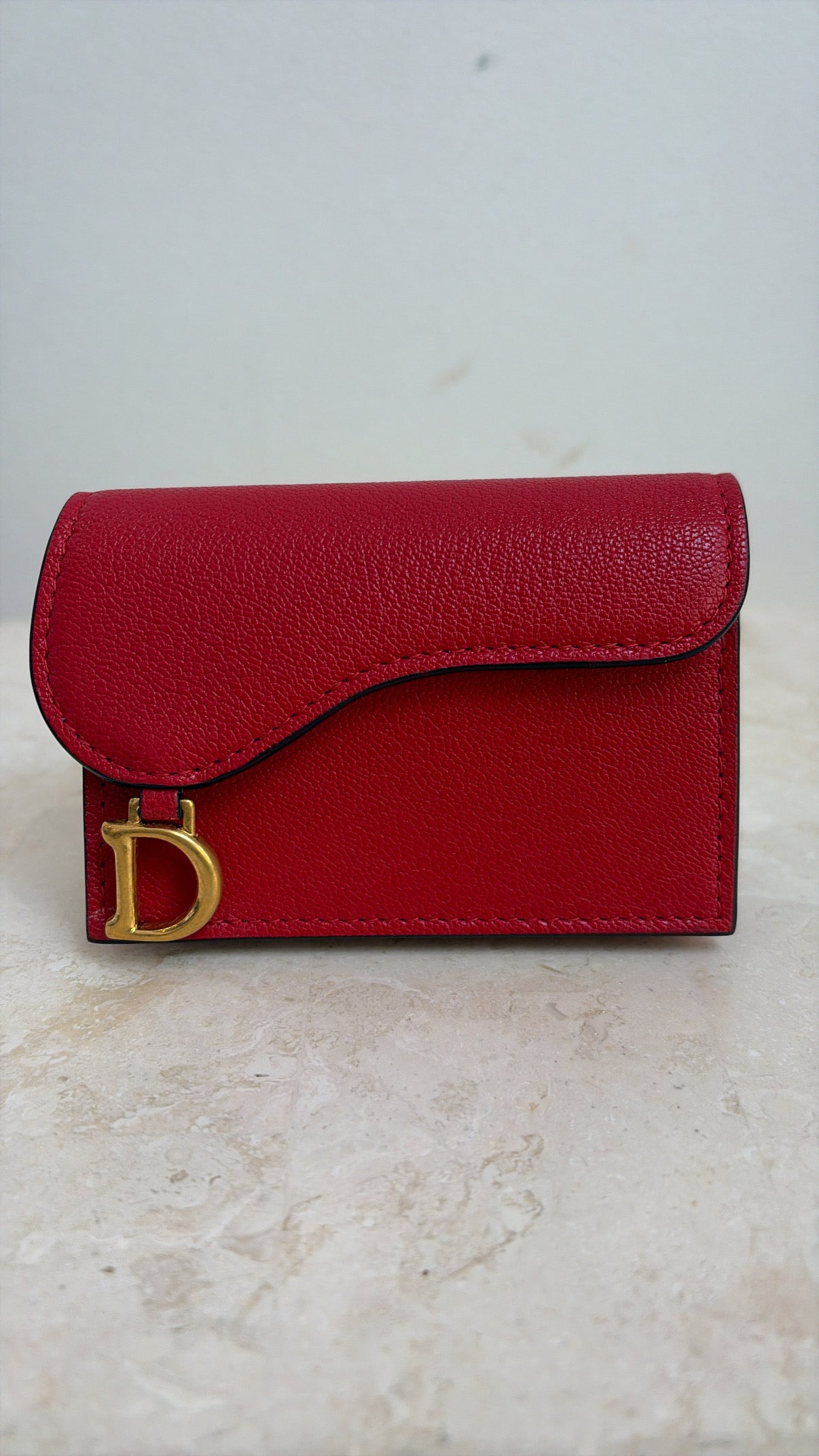Dior Saddle Bloom Card Holder Red