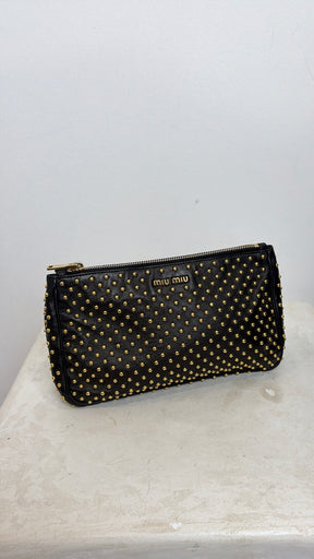 Miu Miu Gold Sudded Clutch Black