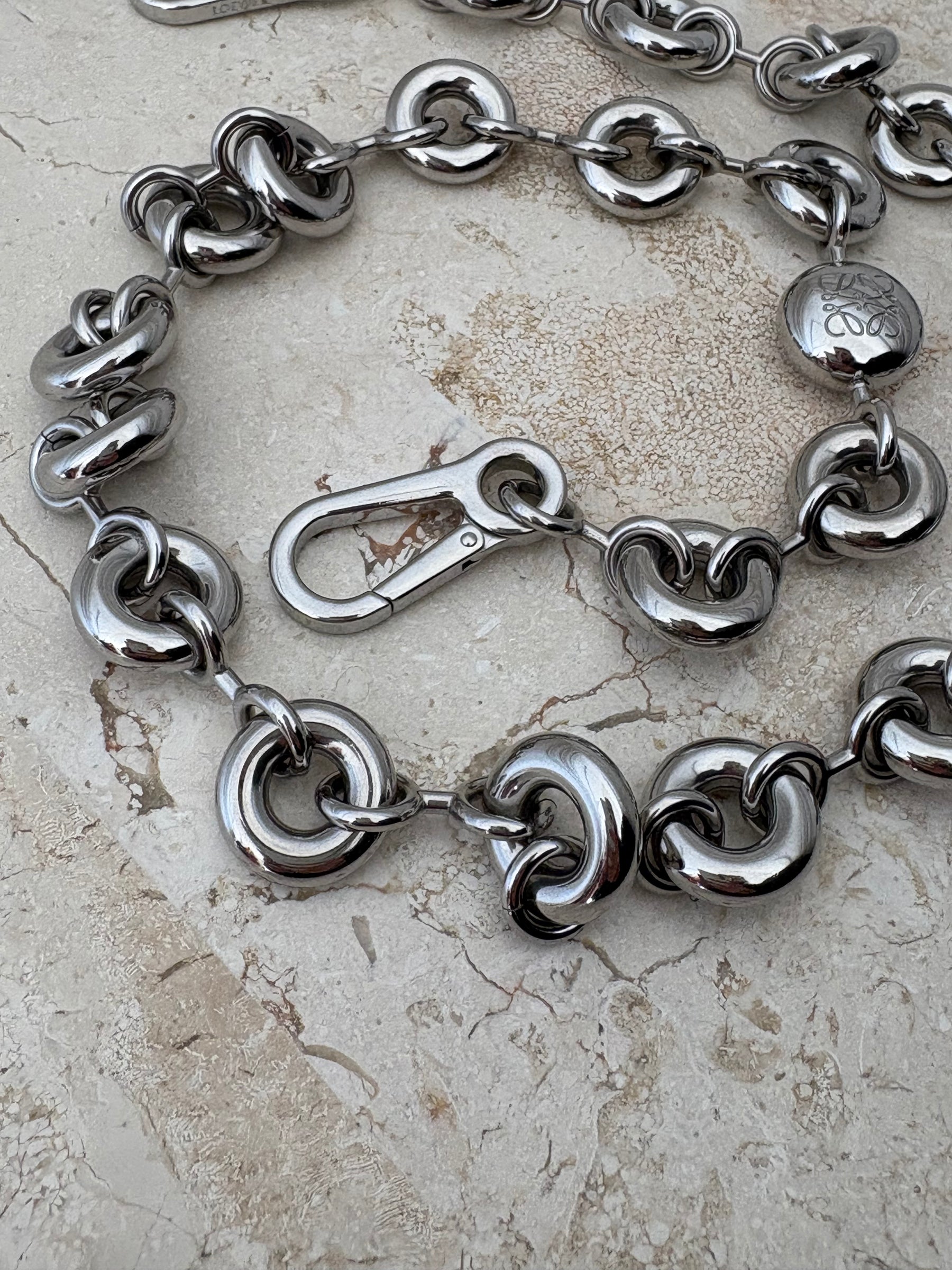 Loewe Silver Pebble Bag Chain