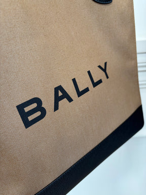 Bally Canvas Leather Tote In Camel