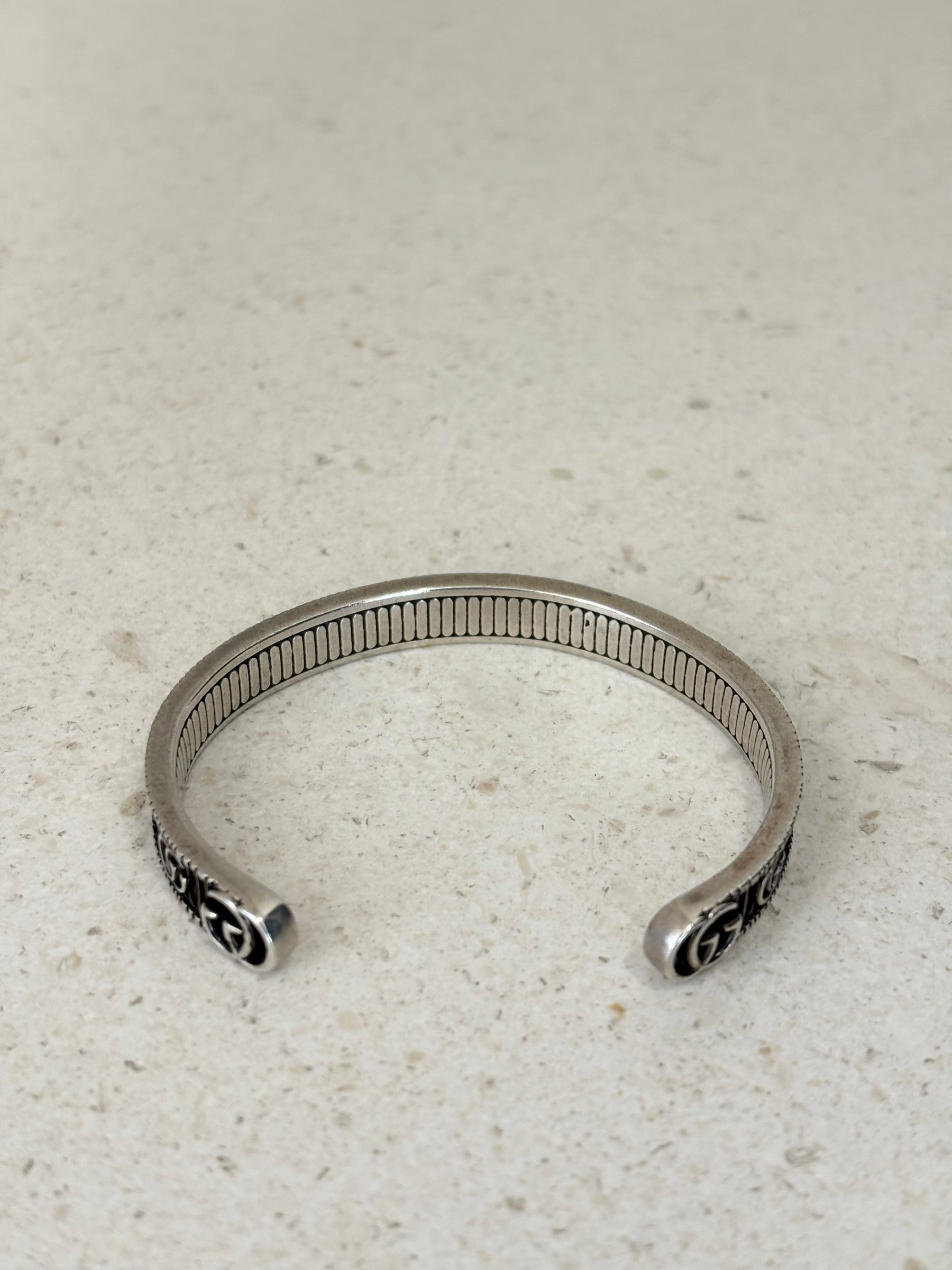 Gucci GG Silver And Black Cuff