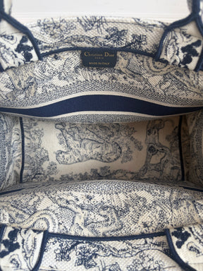 Dior Navy and Cream Toile De Juoy Medium Book Tote