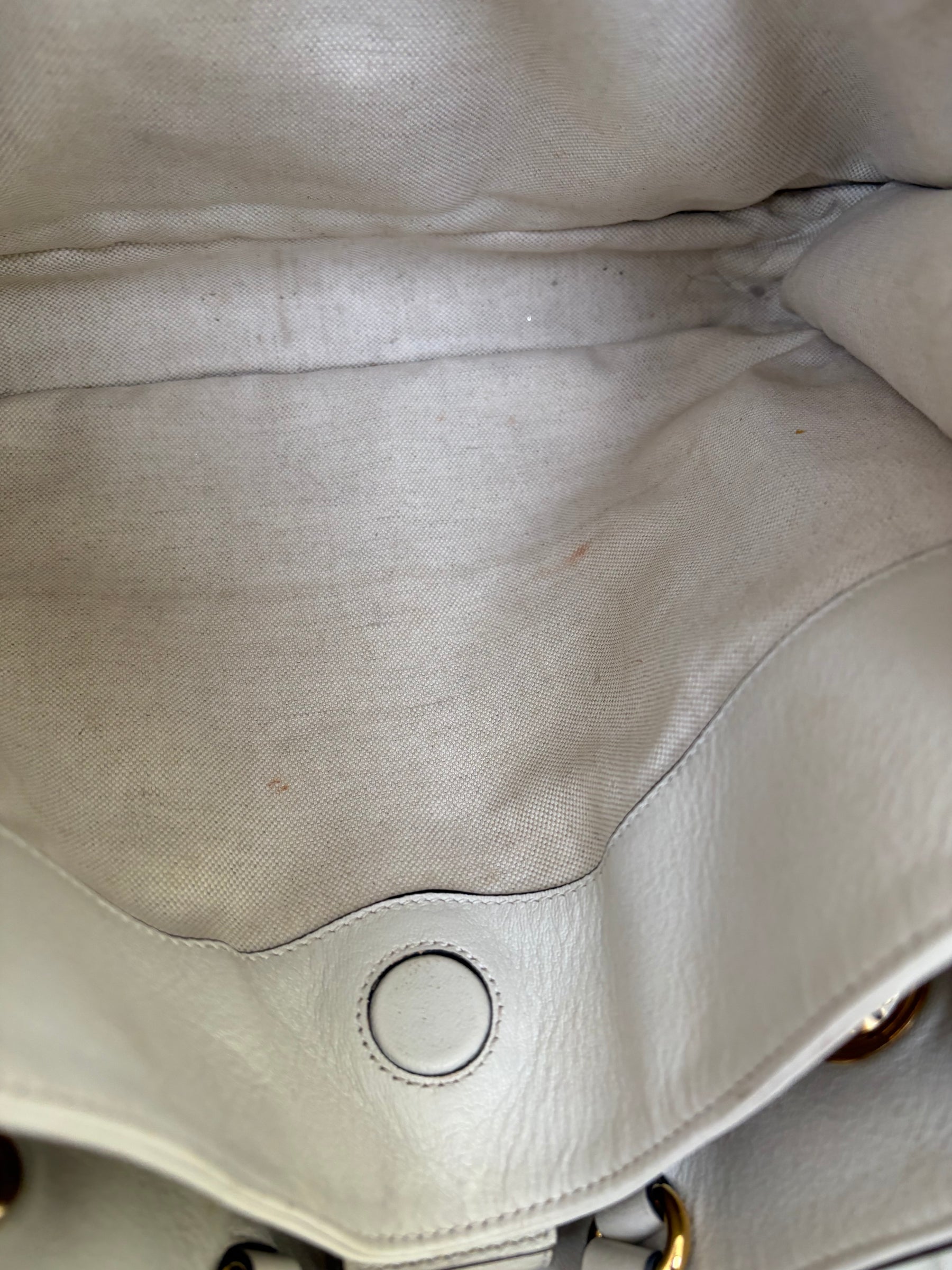 Gucci Cream Leather Horsebit 1995 Medium Chain Tote