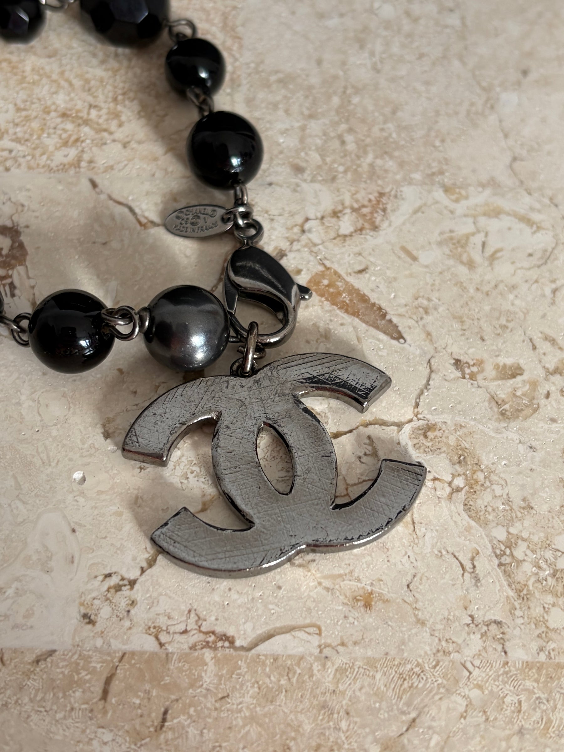 Chanel Beaded CC Bracelet In Black