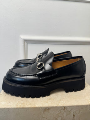 Gucci Black Horsebit Chunky Loafers, 38