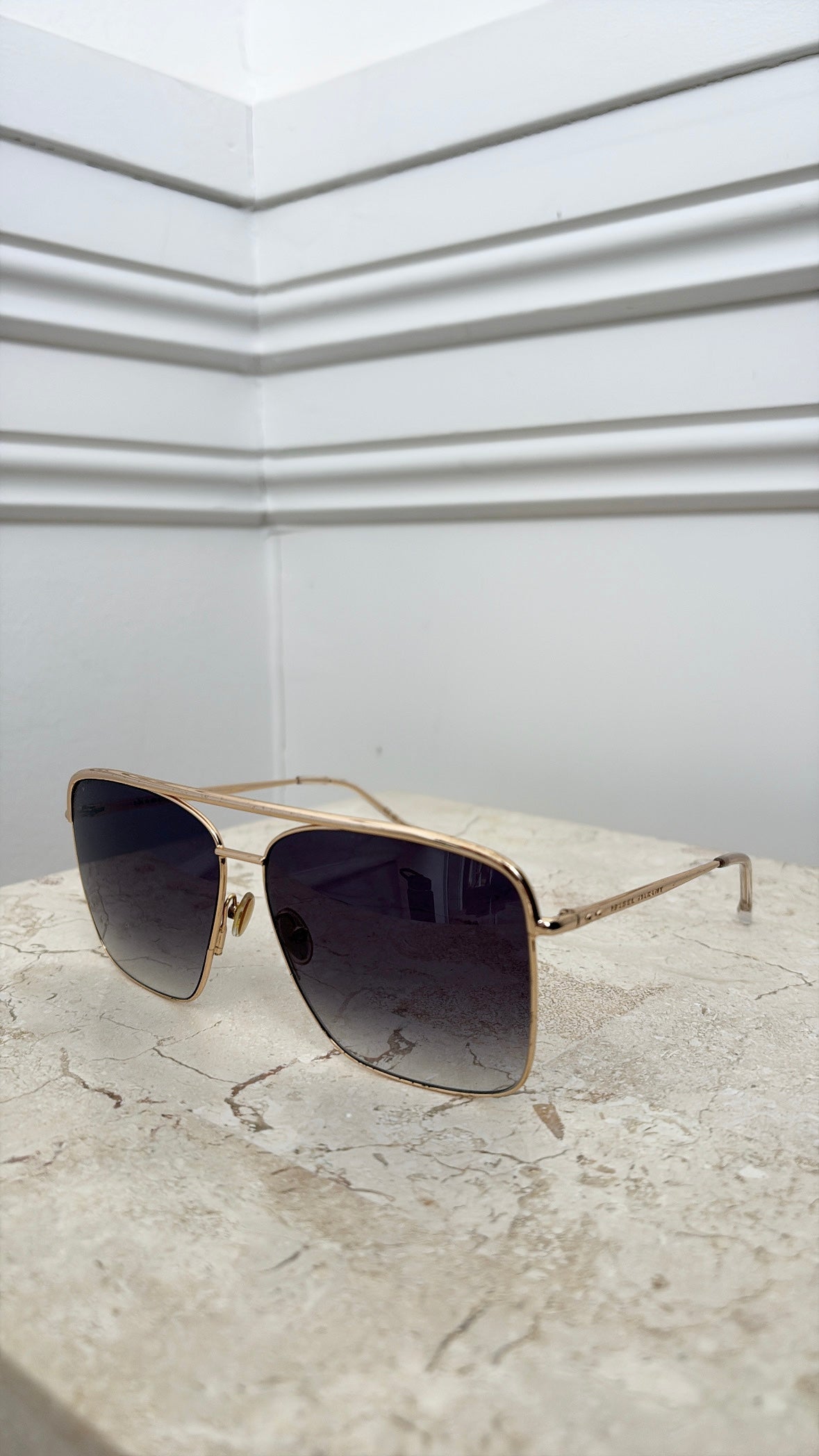 Isable Marant Gold Square Oversized Aviator Sunglasses