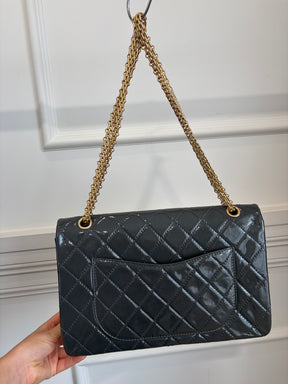 Chanel Charcoal Patent Reissue 2.55 Jumbo Flap Bag