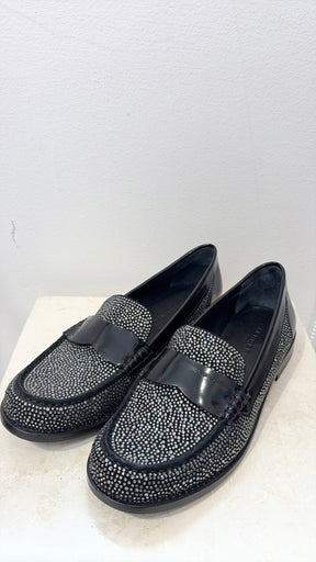 Clergerie Black Loafers With Crystals, 39 EU
