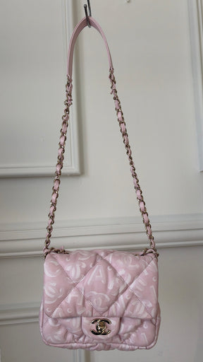 Chanel Pink Printed Lambskin Quilted Mini Flap Bag