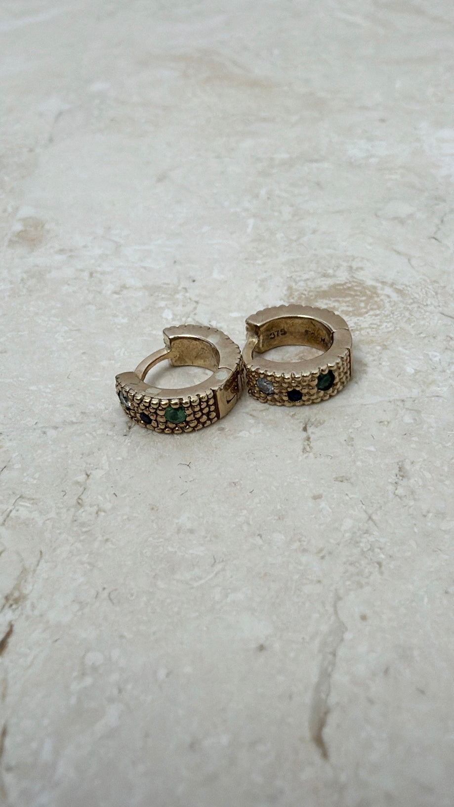 Lucy Folk 9kt Gold Multi Stone Huggies