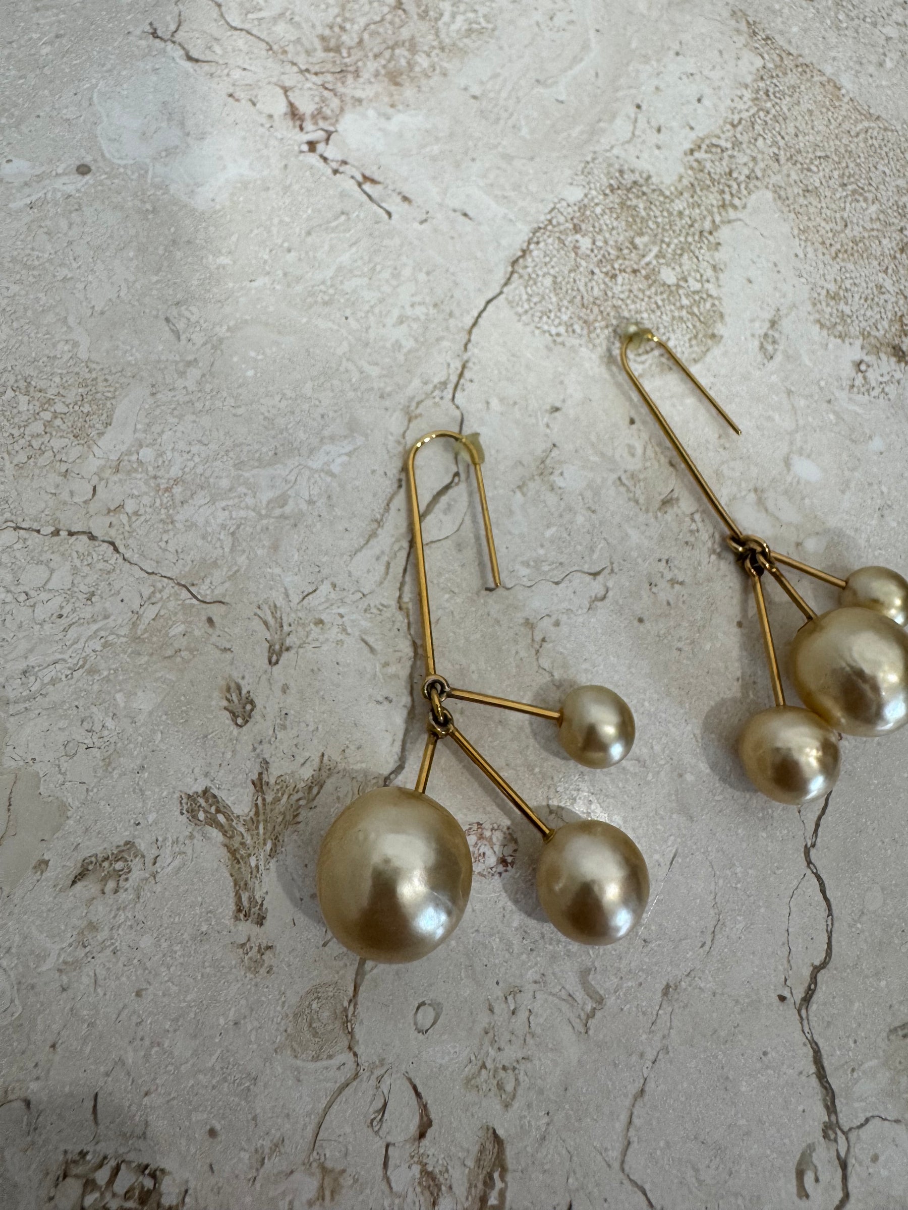 Celine Triple Drop Earrings Gold Tone