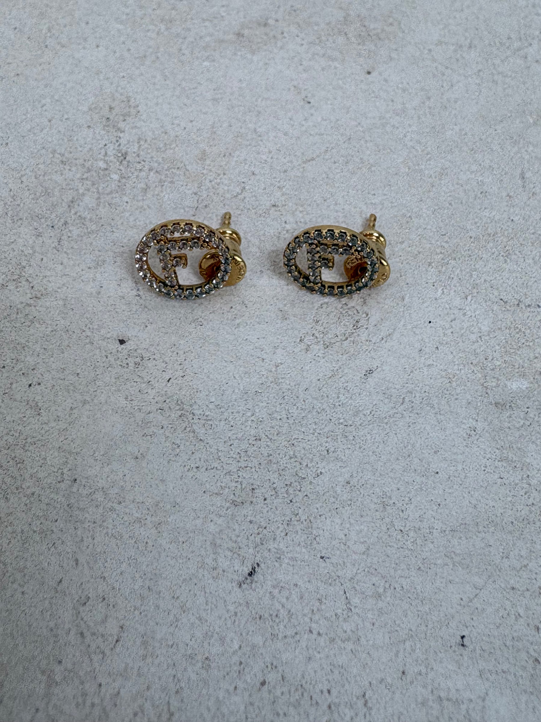 Fendi Crystal Logo Stud Earrings