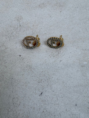 Fendi Crystal Logo Stud Earrings
