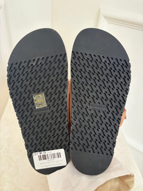 Hermès Blush Suede Chypre Sandals, 37