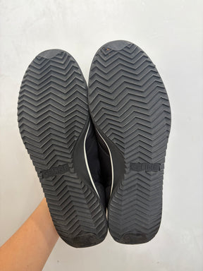 Celine Black and White Nylon and Suede Racer Sneaker, 37
