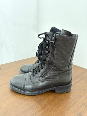 Chanel Black Quilted Leather Boots, 35