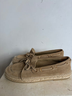 Prada Beige Suede Espadrille Mocassin, 38