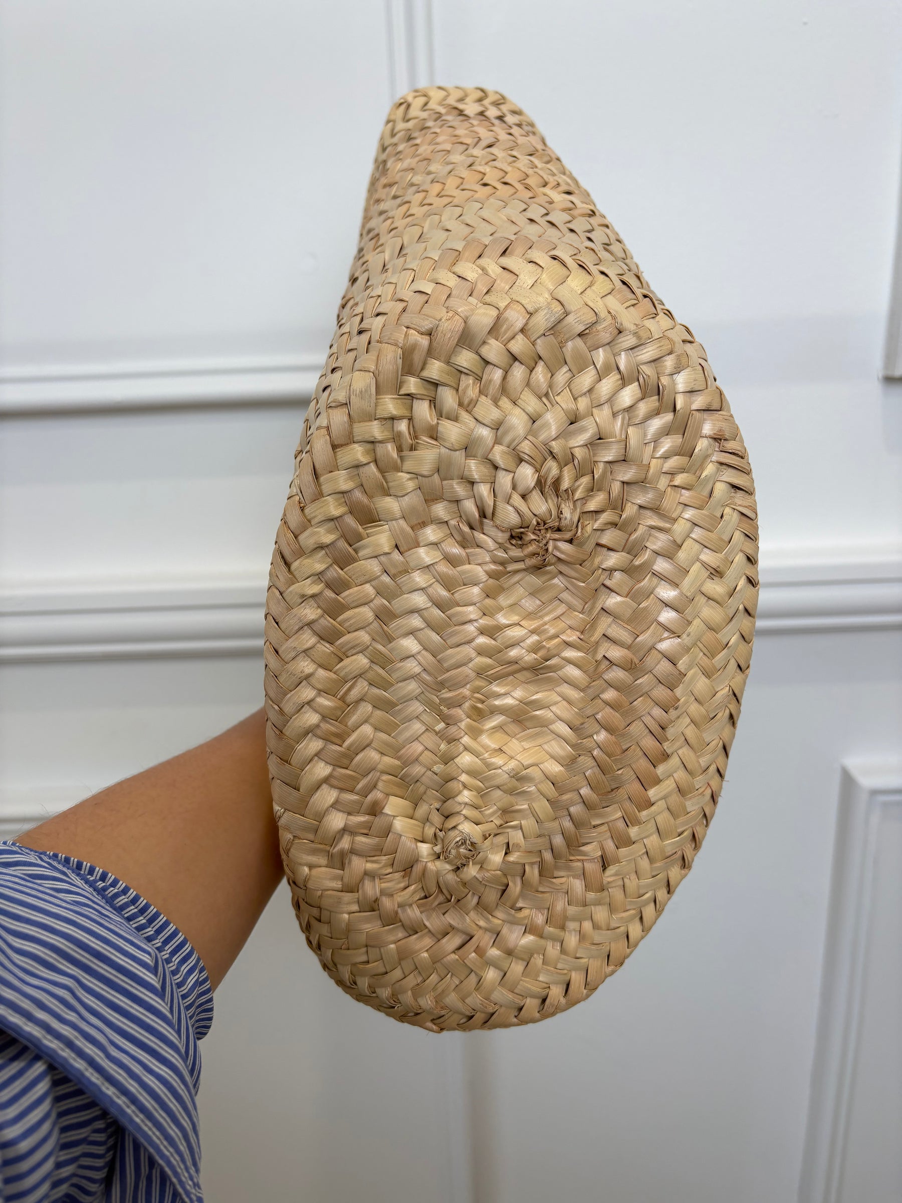 Prada Raffia and White Leather Logo Basket Tote