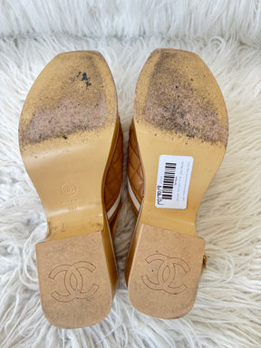 Chanel Beige Quilted Platform Slingbacks, 39 C