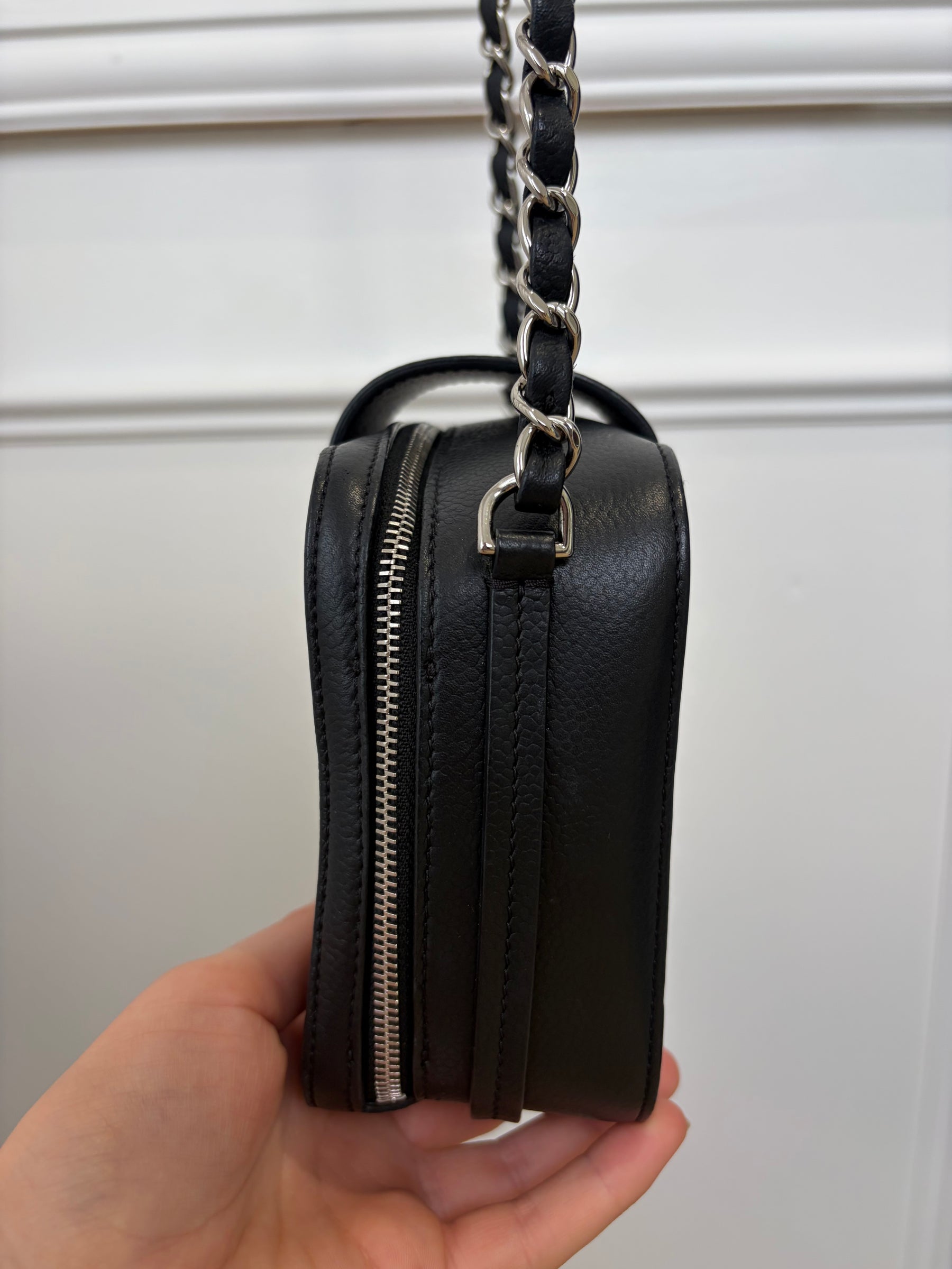 Chanel Black Leather Mini Quilted CC Box Camera Bag