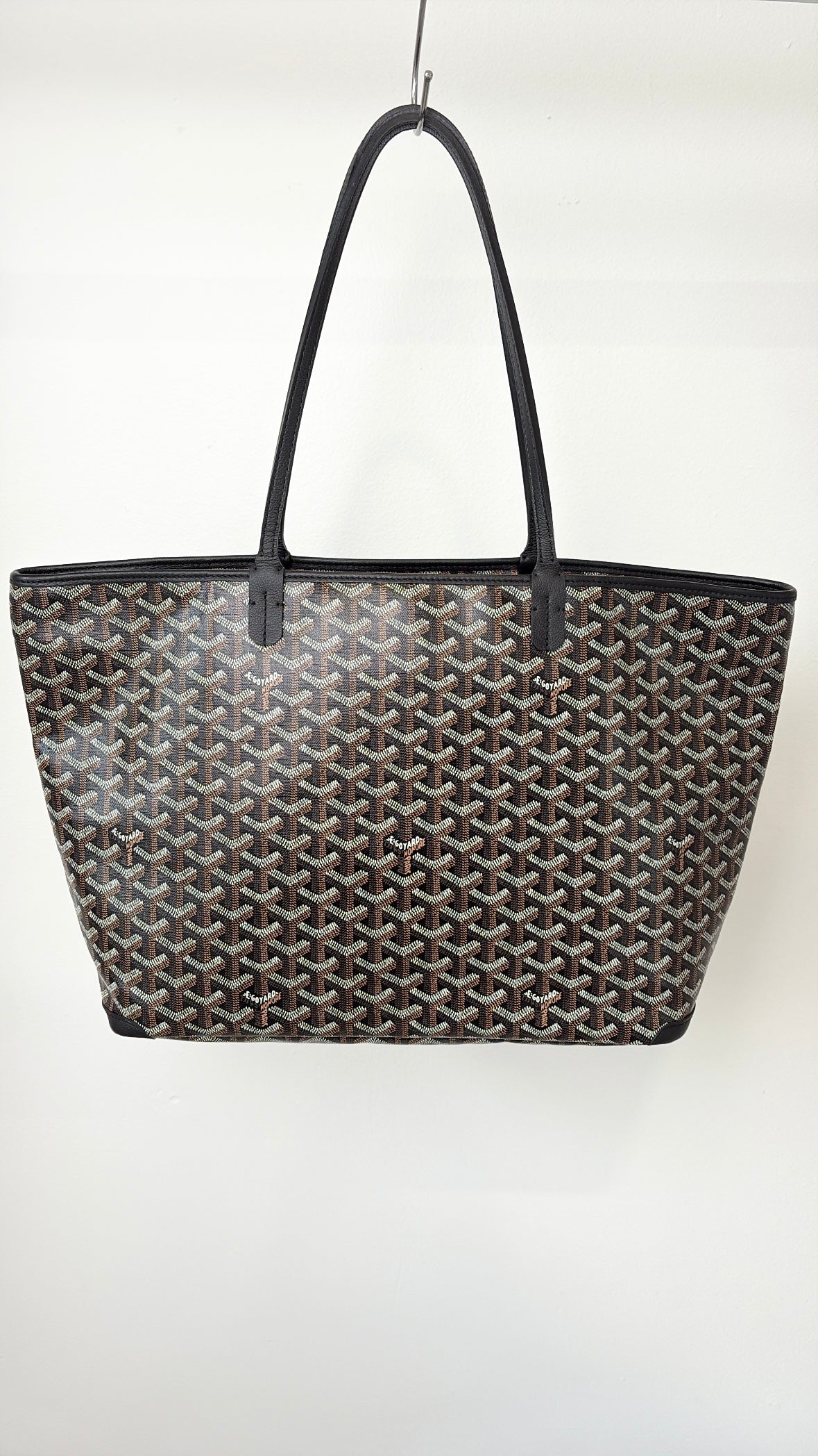 Goyard Black Leather and Canvas Artois MM Tote Bag
