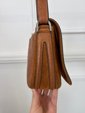 Cartier Tan Python Embossed Leather and Suede Shoulder Bag