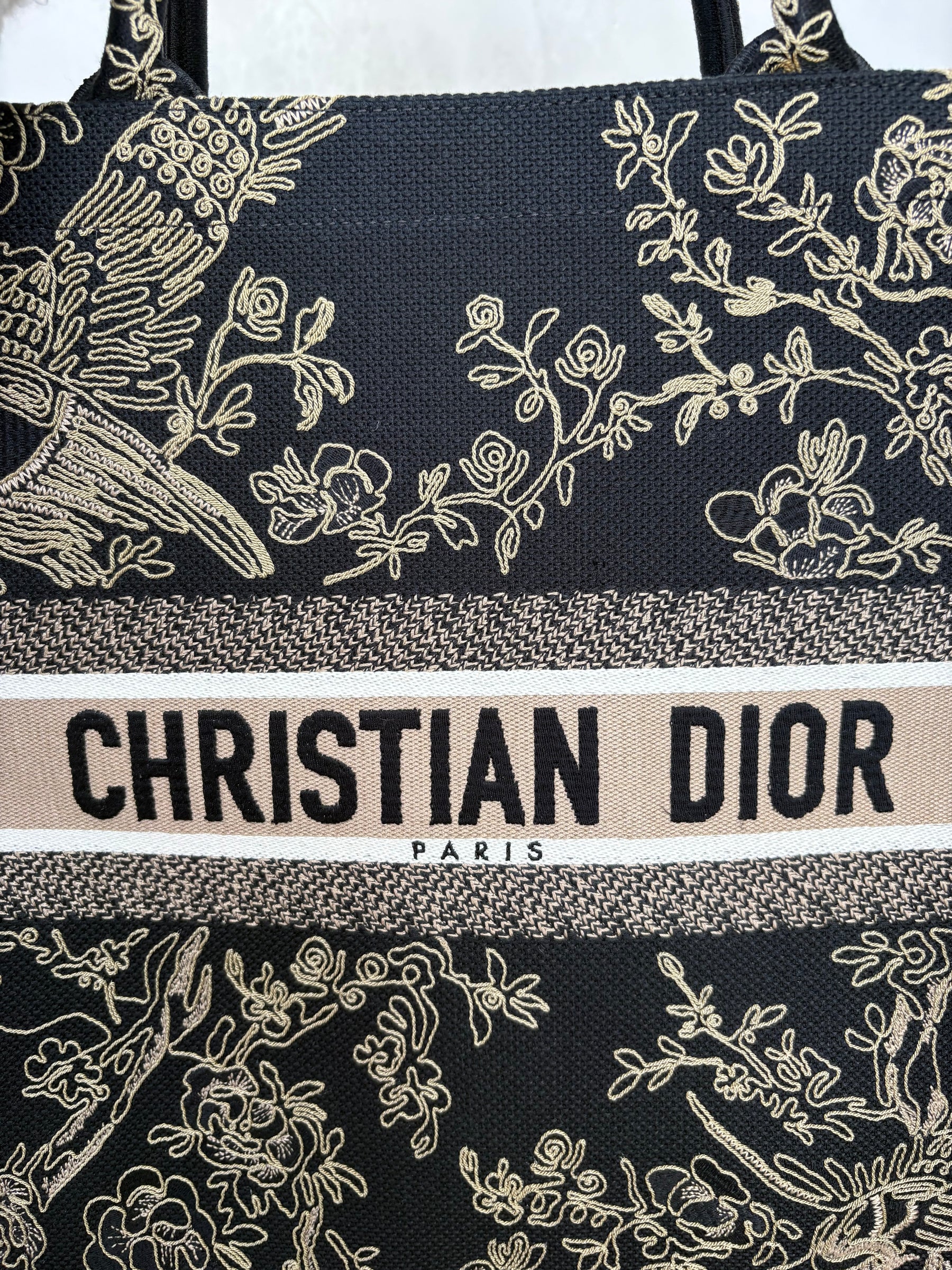 Dior Jardin D'Hiver Large Book Tote Black And Beige