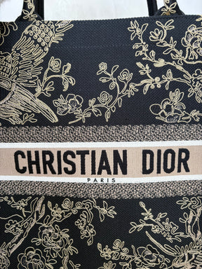 Dior Jardin D'Hiver Large Book Tote Black And Beige