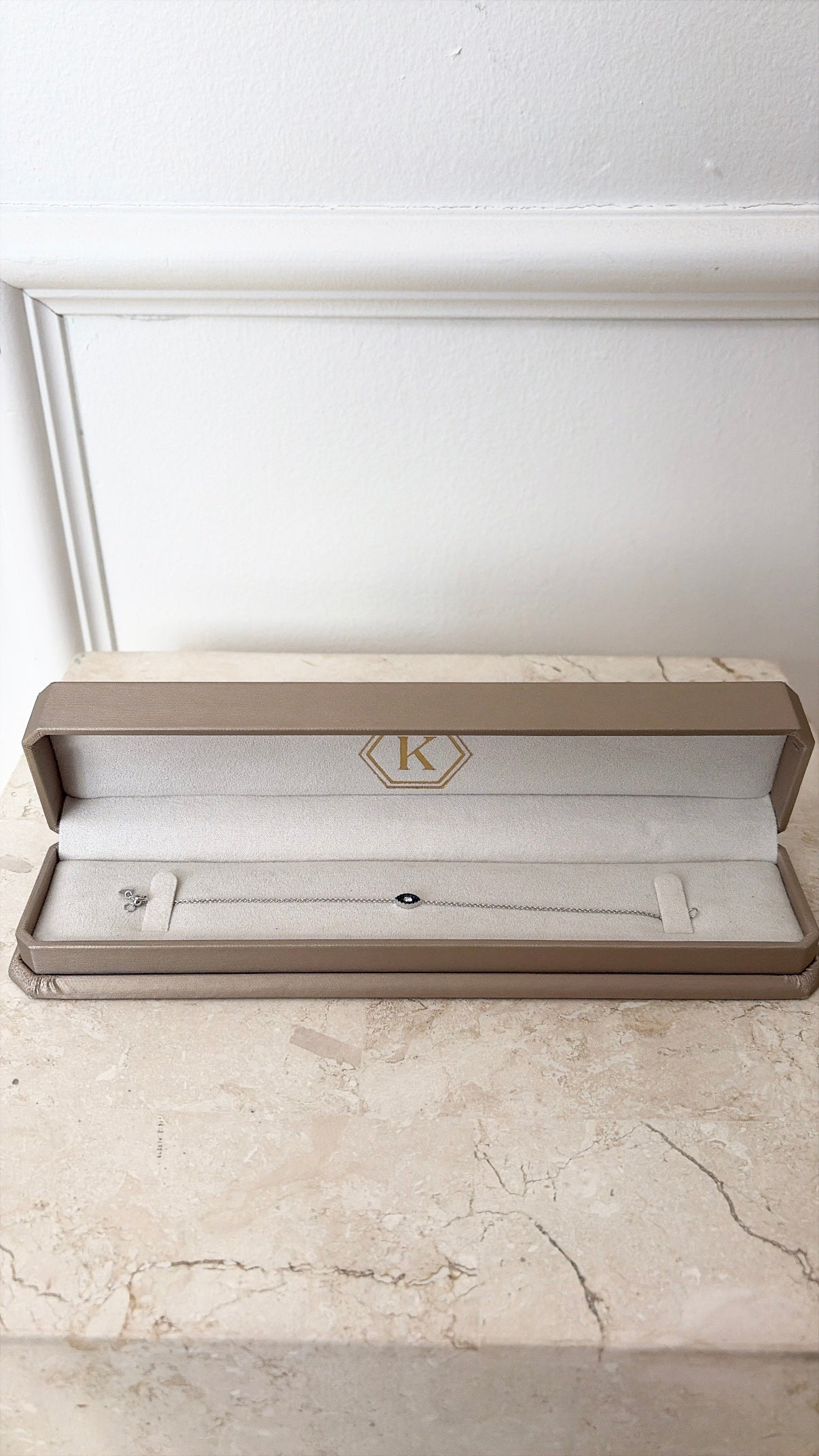 House of K'Dor White Gold, Diamond and Sapphire Evil Eye Bracelet