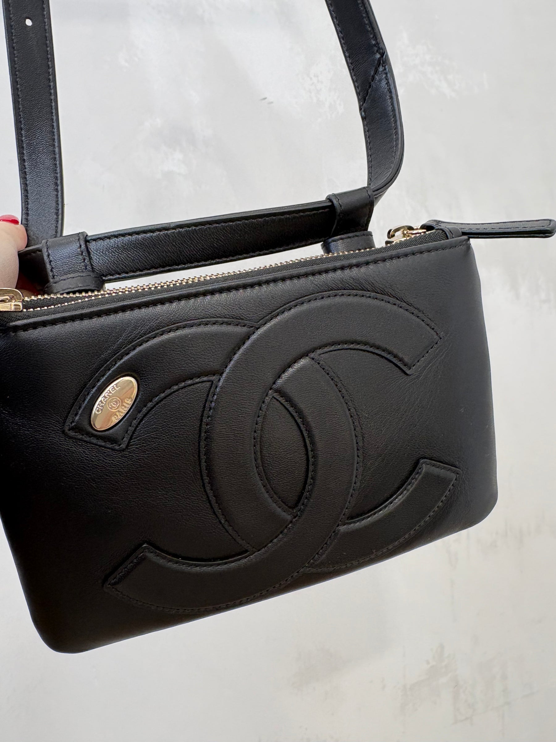 Chanel Lambskin Mania Waist Belt Bag Black