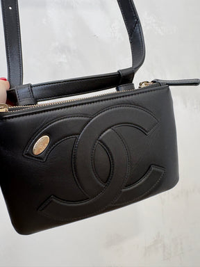 Chanel Lambskin Mania Waist Belt Bag Black