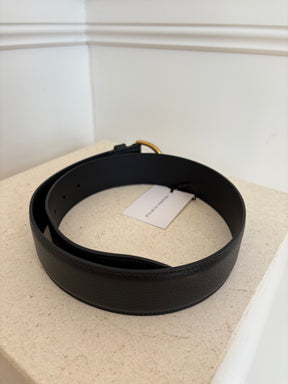 Gucci Black Leather Curved Buckle Belt, 70