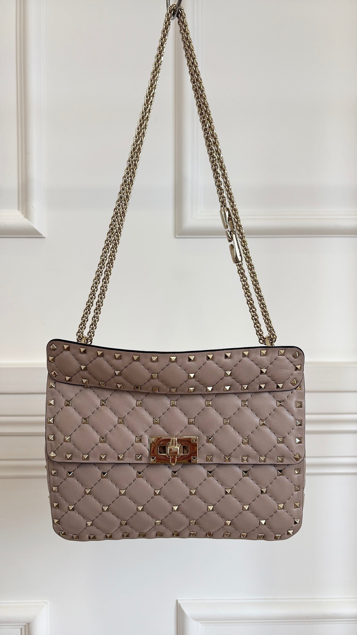 Valentino Rose Poudre Top Handle 'Spike' Rockstud Bag
