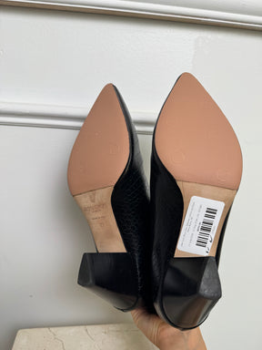 Jimmy Choo Black Croc Embossed Leather and Suede Ankle Boots, 39