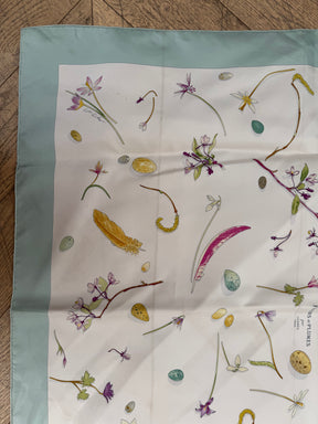 Hermès Fleurs And Plumes Print Silk Scarf