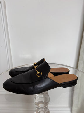 Gucci Black Leather Princeton Mules, 41