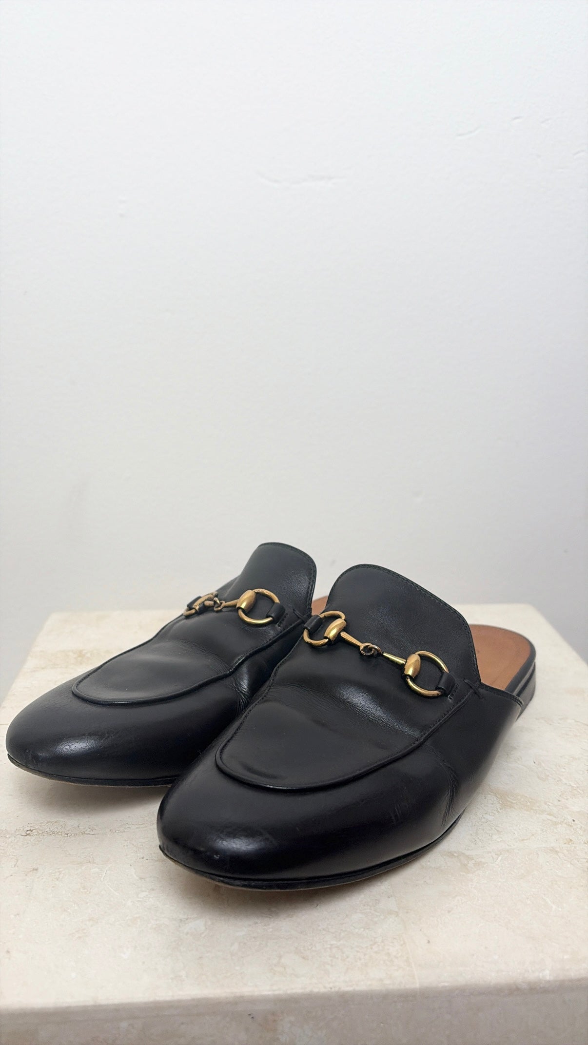 Gucci Horsebit Slides In Black Leather, 36.5