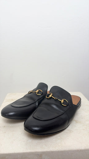 Gucci Horsebit Slides In Black Leather, 36.5