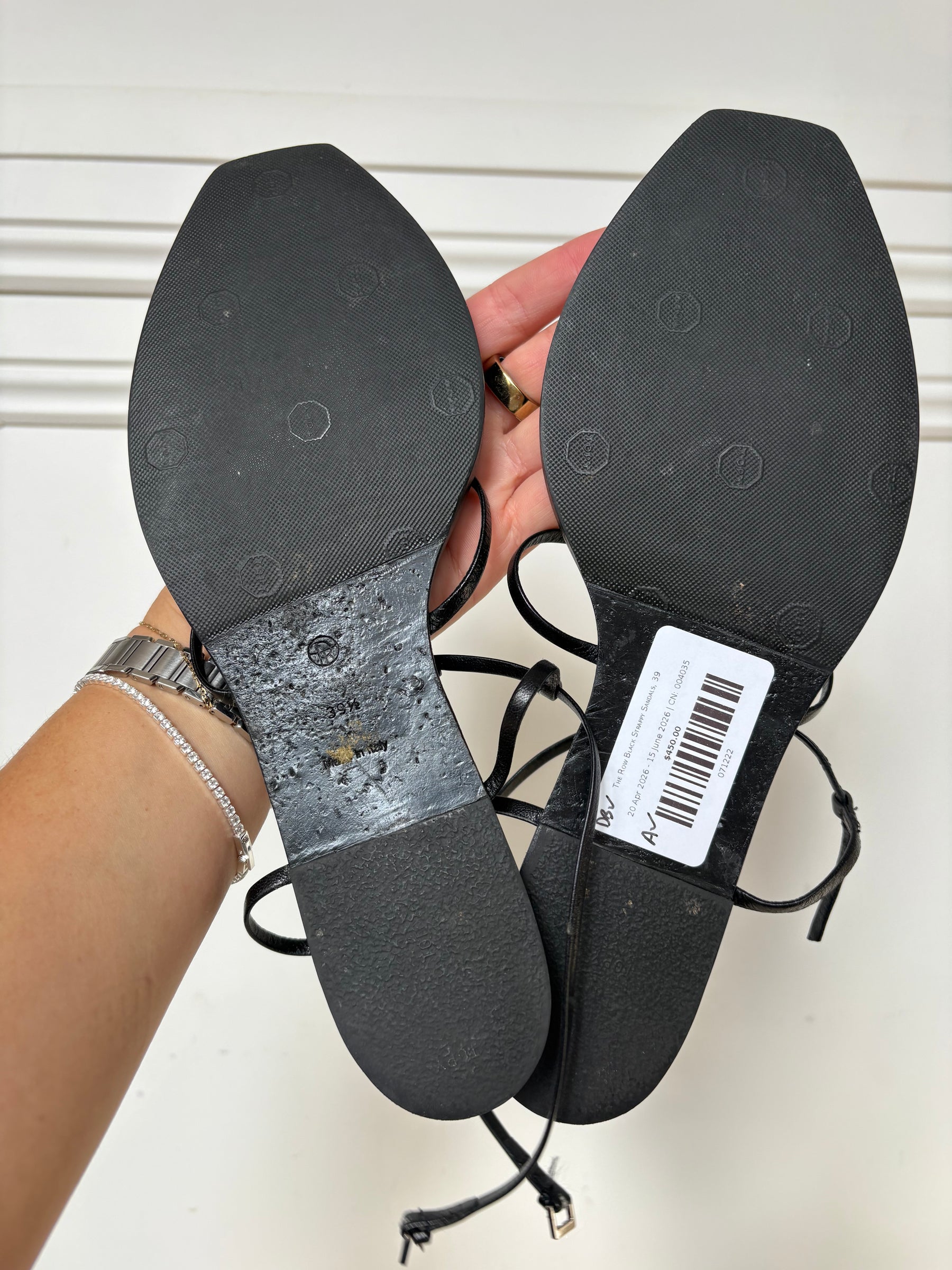 The Row Black Strappy Sandals, 39