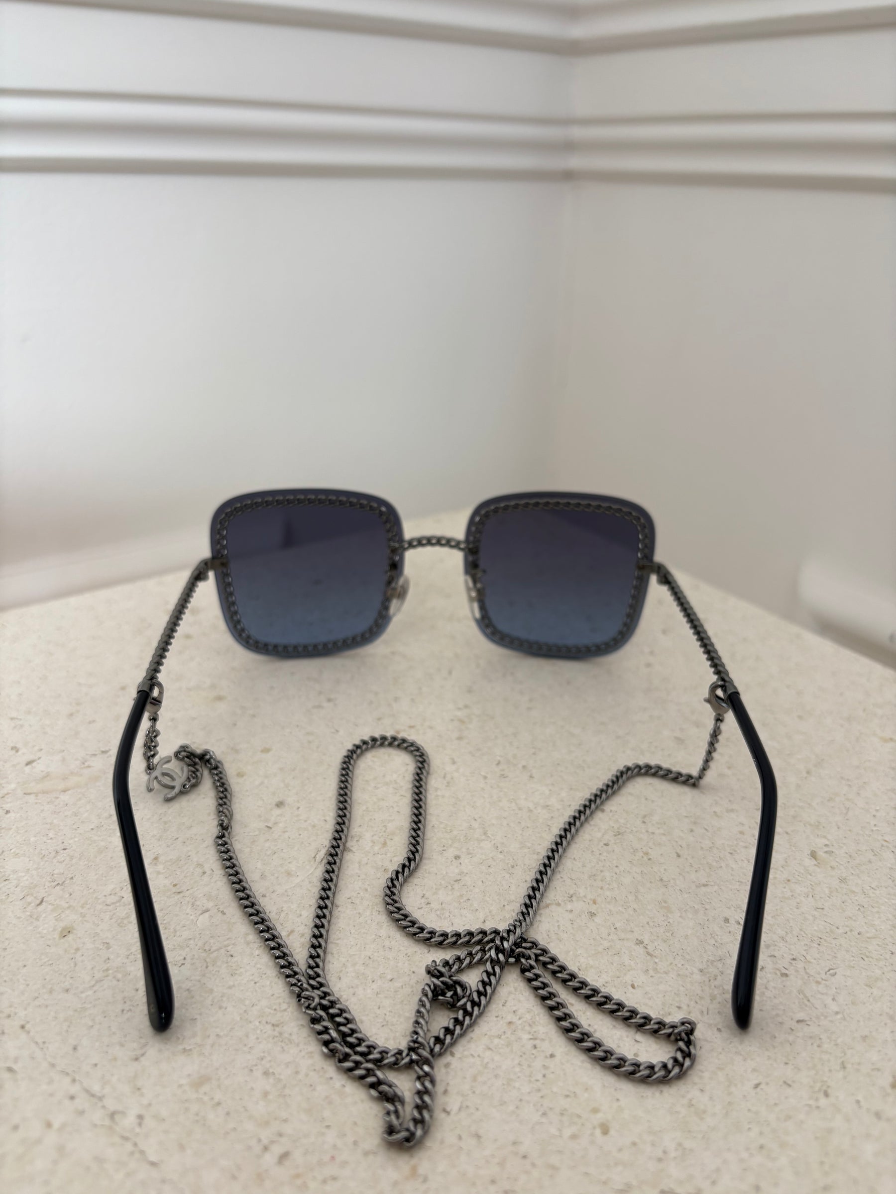 Chanel Ruthenium Chain Square Sunglasses