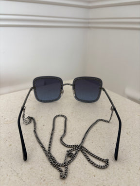 Chanel Ruthenium Chain Square Sunglasses