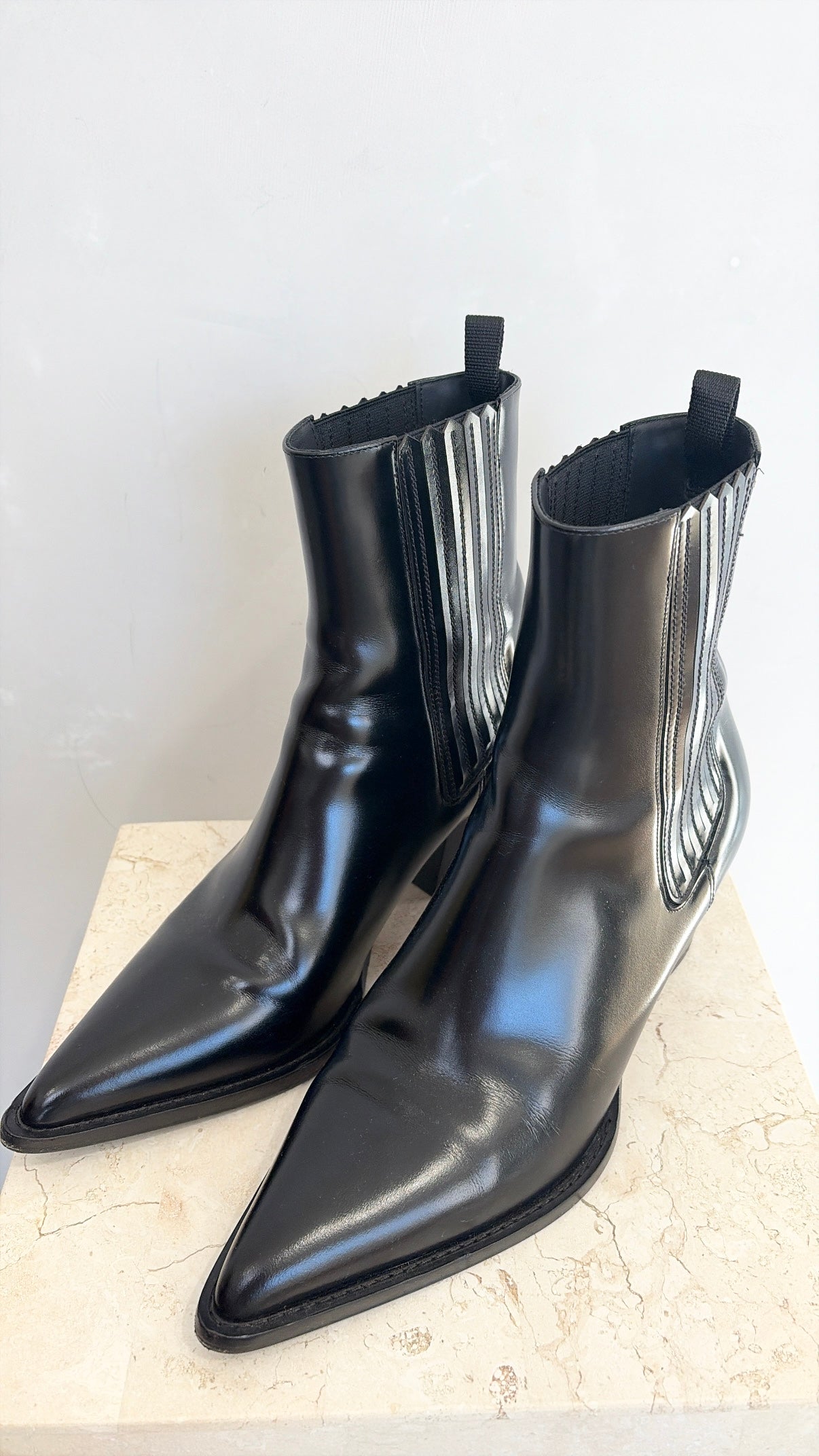 Dior Black Brushed Leather Pointed 'Wild' Ankle Boot, 40