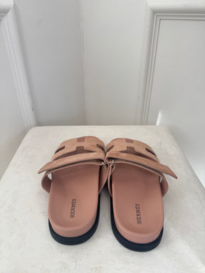 Hermès Blush Pink Suede Chypre Sandals, 37