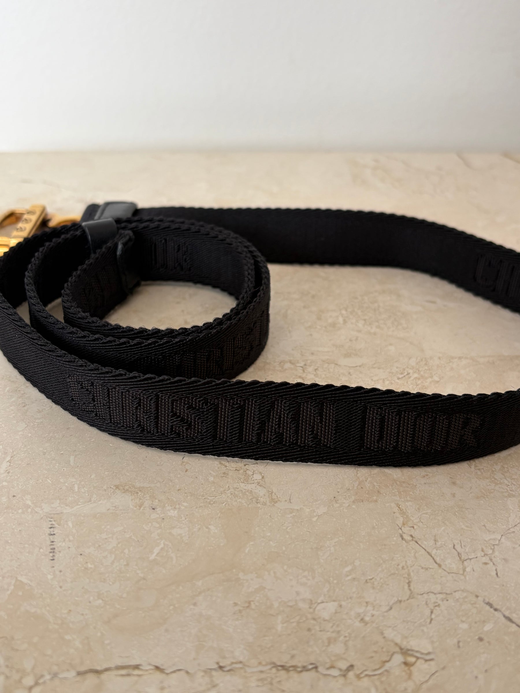 Dior Black Logo Canvas Strap Belt