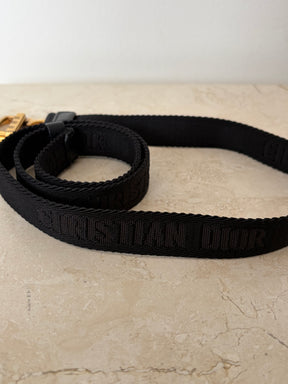Dior Black Logo Canvas Strap Belt