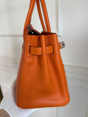 Hermès Birkin 30 Orange Taurillon Clemence Leather With Paladium Hardware
